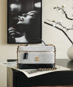 Chanel Replica Designer Bags 1:1 Vanity With Chain Gray & Black 17 × 19.5 × 5 CM
