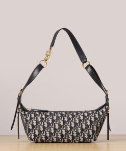 Small D-Journey Bag Blue Dior Oblique Jacquard Gold-Tone Metal 14.5 × 14.0 × 25.5 CM