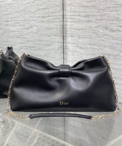 Medium Dior Bow Bag Black Gold-Tone Metal 17.5 × 12.0 × 30.0 CM