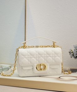 Small Dior Jolie Top Handle Bag Latte Gold-Tone Metal 14.0 × 8.0 × 22.0 CM