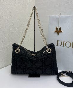 Small Dior Milly-La-Forêt Bag Black Gold-Tone Metal 24.0 × 5.0 × 33.0 CM
