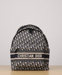 DiorTravel Backpack Blue Dior Oblique Jacquard Gold-Tone Metal 42.0 × 15.0 × 34.0 CM