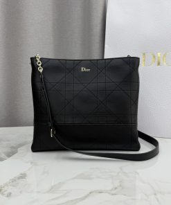 Dior Trianon Bag with Chain Black Gold-Tone Metal 21.0 × 7.0 × 25.0 CM