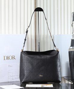 Medium Diorly Bag Black Gold-Tone Metal 25.0 × 8.0 × 31.5 CM