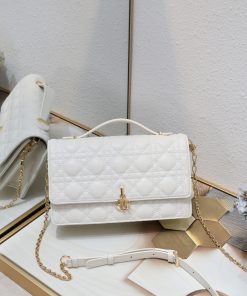 My Dior Top Handle Bag Latte Gold-Tone Metal 15.0 × 6.5 × 24.0 CM
