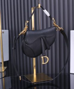 Mini Saddle Bag with Strap Black Antique Gold-Tone Metal 15.0 × 6.0 × 19.0 CM