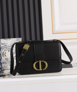 30 Montaigne Bag Black Gold-Tone Metal 17.0 × 8.0 × 24.0 CM