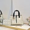 Dior Replica Designer Bags 1:1 Medium Dior Toujours Bag White with Contrasting Black Topstitching Gold-Tone Metal 21.5 × 17.0 × 28.5 CM