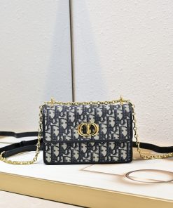 Miss Caro Mini Bag Blue Dior Oblique Jacquard Antique Gold-Tone Metal 12.0 × 5.5 × 18.0 CM