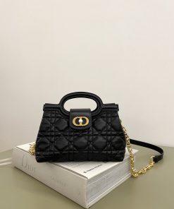 Dior Jolie Top Handle Mini Bag Black Gold-Tone Metal 13.0 × 8.5 × 18.5 CM