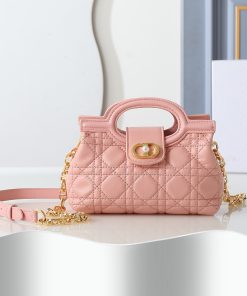 Dior Jolie Top Handle Mini Bag Powder Pink Gold-Tone Metal 13.0 × 8.5 × 18.5 CM
