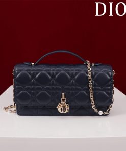My Dior Mini Bag Black Gold-Tone Metal 11.5 × 4.5 × 21.0 CM