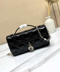 My Dior Mini Bag Black Gold-Tone Metal 11.5 × 4.5 × 21.0 CM