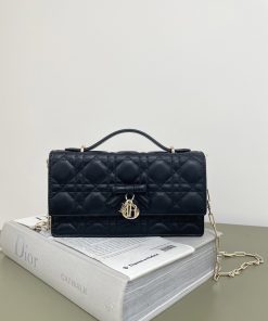 My Dior Mini Bag Black Gold-Tone Metal 11.5 × 4.5 × 21.0 CM