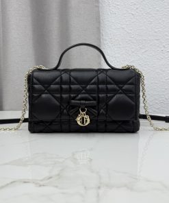 My Tender Dior Top Handle Mini Bag Black Gold-Tone Metal 11.5 × 7.0 × 21.0 CM
