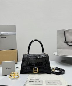 Balenciaga Replica Designer Bags 1:1 Hourglass Top Handle Bag Small Black 26 × 16 × 9 CM