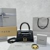 Balenciaga Replica Designer Bags 1:1 Hourglass Top Handle Bag XS Black 18.8 × 13 × 7.9 CM