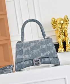 Balenciaga Replica Designer Bags 1:1 Hourglass Top Handle Bag Small Blue 26 × 16 × 9 CM