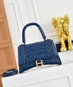 Balenciaga Replica Designer Bags 1:1 Hourglass Top Handle Bag Small Indigo 26 × 16 × 9 CM
