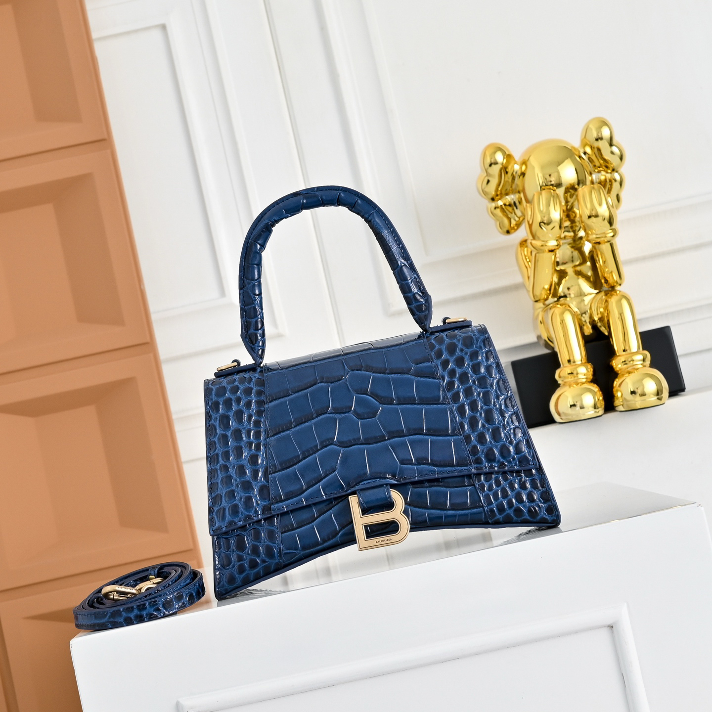 Hourglass Top Handle Bag Small Indigo