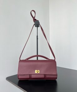 Balenciaga Replica Designer Bags 1:1 Bel Air Small Dark Burgundy 27 × 14 × 5.5 CM