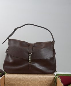 Jackie Flap Large Crossbody Bag Dark Brown 29 × 43.2 × 5.1 cm
