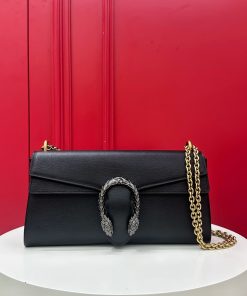 Dionysus Medium Shoulder Bag Black Leather 14 × 27.9 × 7.1 cm