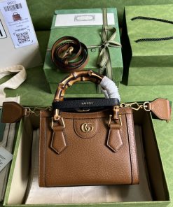 Diana Small Tote Bag Cuir Brown 16 × 20.1 × 9.9 cm