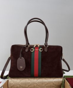 Borsetto Large Boston Bag Dark Brown 22.6 × 38.6 × 13 cm