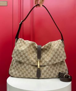 Jackie Flap Large Crossbody Bag Sand and Brown 29 × 43.2 × 5.1 cm