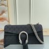 Gucci Replica Designer Bags 1:1 Dionysus Medium Shoulder Bag Black GG Canvas 14 × 27.9 × 7.1 cm