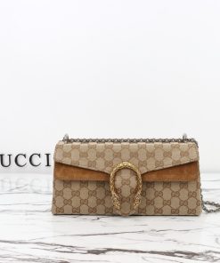Dionysus Medium Shoulder Bag Sand and Brown 14 × 27.9 × 7.1 cm