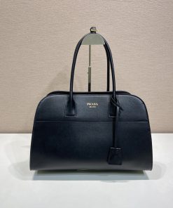 Large leather tote bag Black 24.5x38.0x18.0 CM