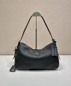 Aimée large leather shoulder bag Black 20.0x36.0x11.0 CM