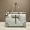 Prada Replica Designer Bags 1:1 Bonnie denim and leather tote bag White 36.0x50.0x17.0 CM