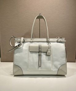 Bonnie denim and leather tote bag White 36.0x50.0x17.0 CM