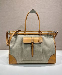 Bonnie linen and leather tote bag Rope/Natural 36.0x50.0x17.0 CM