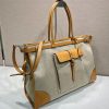 Bonnie Linen and Leather Tote Bag