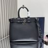 Prada Replica Designer Bags 1:1 Buckle large leather handbag with belt Black 27.5x37.5x14.0 CM