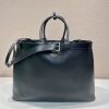 Prada Replica Designer Bags 1:1 Buckle leather bag with belt Black 34.0x48.0x18.0 CM