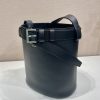 Buckle Leather Bucket Bag with Belt