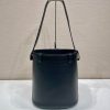 Buckle Leather Bucket Bag with Belt