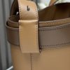 Buckle Leather Bucket Bag with Belt