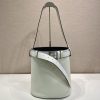 Prada Replica Designer Bags 1:1 Buckle leather bucket bag with belt White/Black 29.0x26.5x18.0 CM