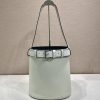 Buckle Leather Bucket Bag with Belt