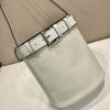Buckle Leather Bucket Bag with Belt