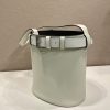 Buckle Leather Bucket Bag with Belt