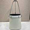 Buckle Leather Bucket Bag with Belt