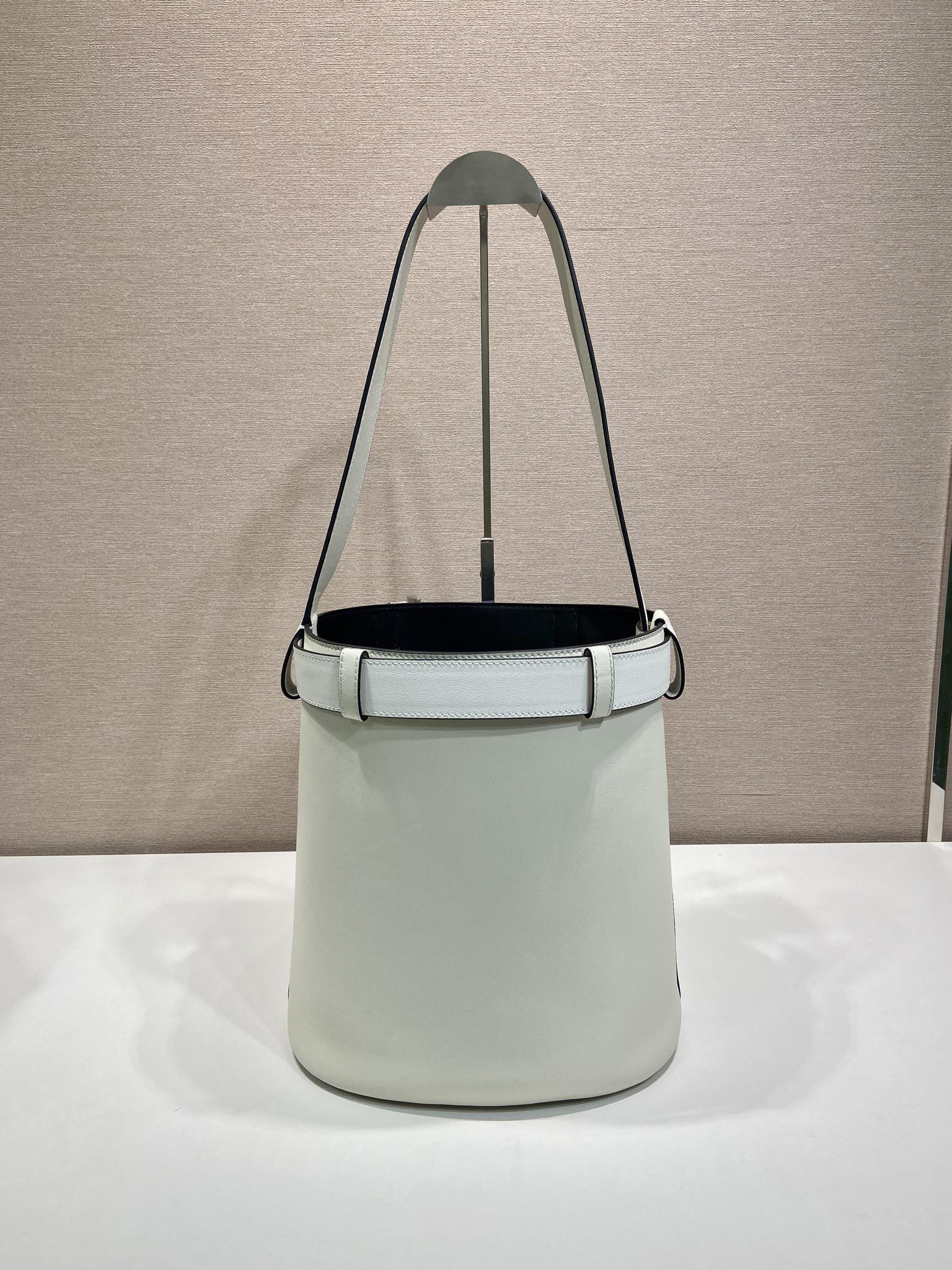 Buckle Leather Bucket Bag with Belt - Image 8