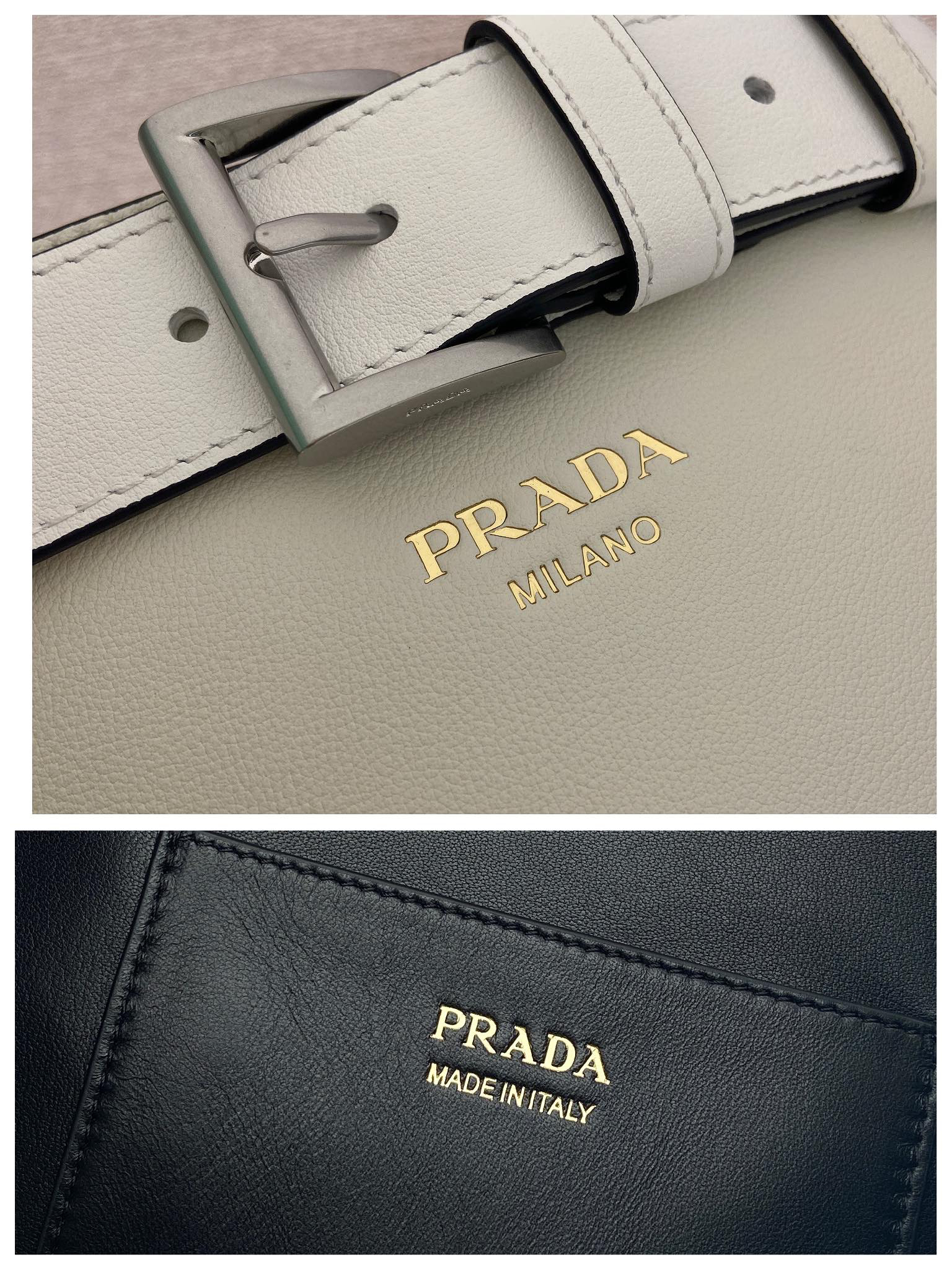 Buckle Leather Bucket Bag with Belt - Image 9